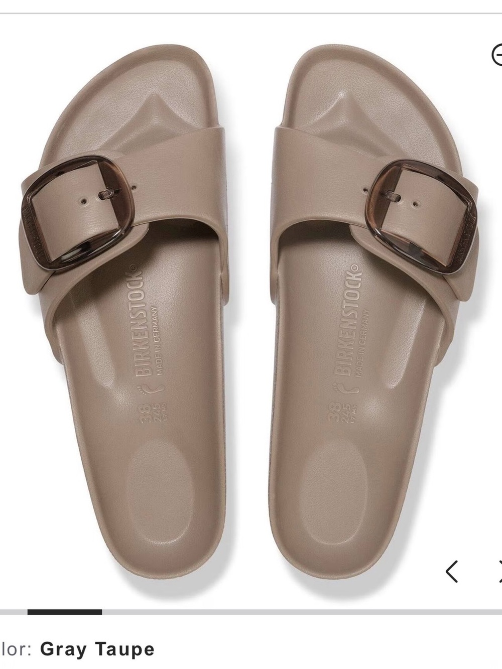 Birkenstock Gray Taupe Madrid EVA Slide with Oversized Buckle
